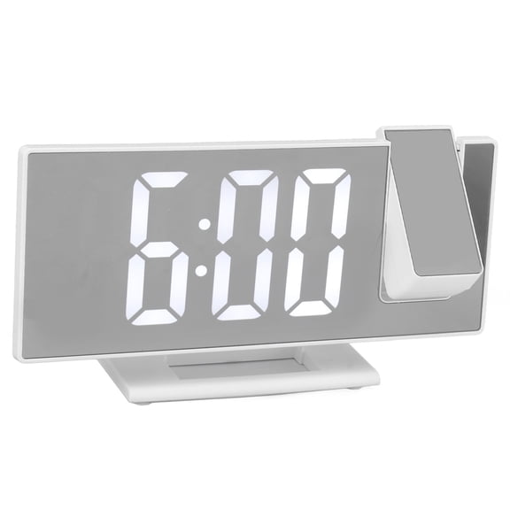 M Buder Digital Projection Alarm Clock for Bedrooms Large LED Mirror Display Projection Clock White Shell White Light Includes CR2032 Battery (7.87 inches / 20 cm)