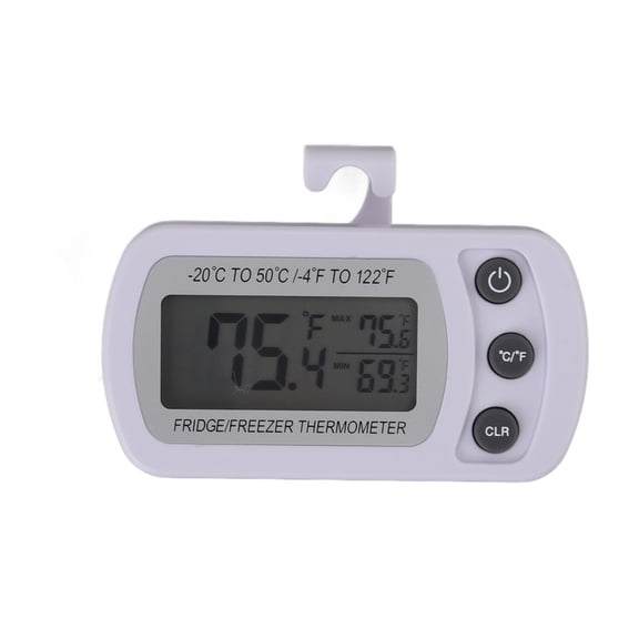 M Buder Digital Refrigerator Thermometer with Hook Waterproof Fridge Freezer Monitor with Max Min Memory Function and Large LCD Display for Home Cafe Kitchen White (3.5 x 2.7 in / 9 x 7 cm)
