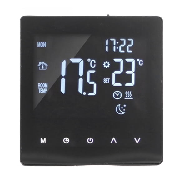 M Buder Digital Thermostat LCD Display Programmable Smart Touch Screen Floor Water Heating Boiler Controller Black AC90-240V K2MRH3A with WIFI Intelligent Timing Temperature