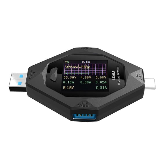 M Buder Digital USB-C Power Meter Multimeter, Multi-Function Voltage Current Tester with 1.44-inch Color Display, Cellphone Charging Detector, 3.60-32.0V 0.1-7A Range, High Accuracy Measurement
