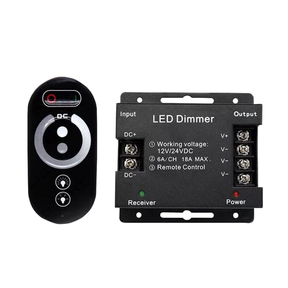 M Buder Dimmer Switch, DC 12V-24V 18A PWM LED Light Strip Dimmer with Dimmable Slide Remote Control, Adjust Brightness