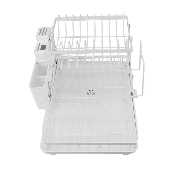 M Buder Dish Drying Rack Folding 2 Tier Multipurpose Easy Storage Dish Dryer Rack for Kitchen Countertop White
