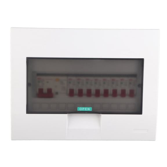 M Buder Distribution Box Indoor Lighting Concealed 8 Way 2P Leakage Protection Switch 63A 230/400V Electrical Power Control Equipment Heavy Duty Wall Mount Shell Current Circuit Breaker