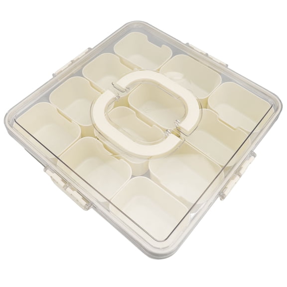 M Buder Divided Serving Tray with Lid Handle 12 Compartment Snackle Box Charcuterie Container for Portable Snack Platters Clear Organizer for Fruits Nuts (13 inches / 33 cm)