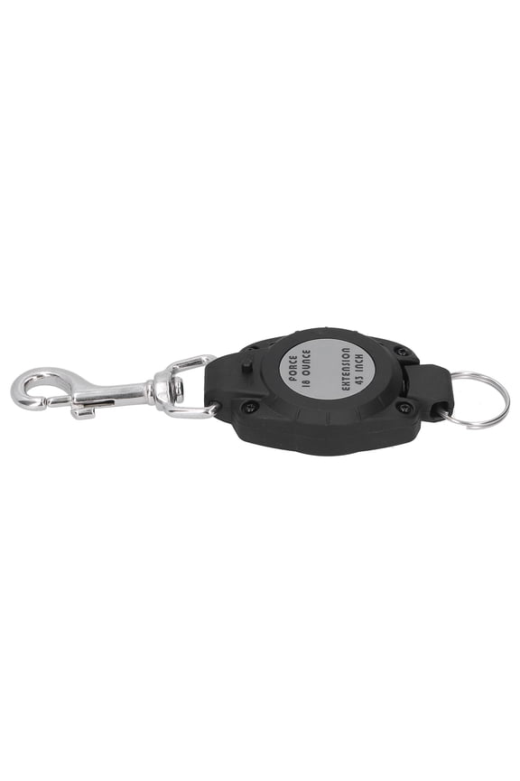 Diving Plastic Retractable Keychain Reinforced Safety Rope Stainless Steel Hook Buckle with Double Brass Swivels, 7.87 inches / 20 cm Length, 5.18 oz / 147 g Weight, Black