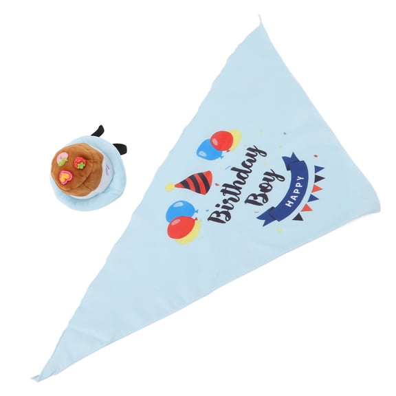 M Buder Dog Birthday Outfit Bandana and Hat Set Complete Puppy Party Supplies with Triangular Bibs Scarf for Pet Decoration, Blue (Approx 5.12 inches / 13 cm)