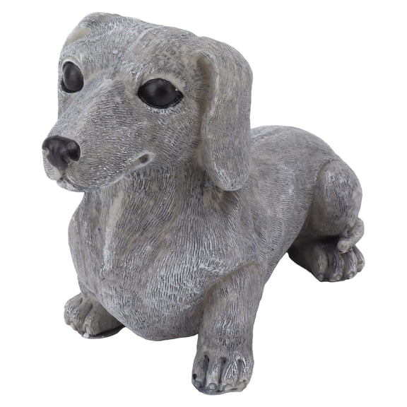 M Buder Dog Garden Statues Lifelike Synthetic Resin Dachshund Figurine Home Courtyard Lawn Decor Prevent Cracking Weatherproof Pet Memorial Sculpture Outdoor Ornament (9.05 inches / 23.00 cm)
