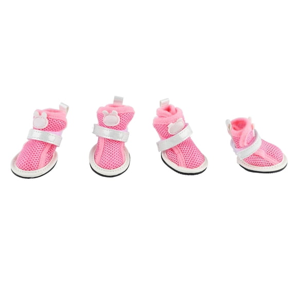 M Buder Dog Mesh Shoes Prevent Slip Breathable Lightweight Fashionable Puppy Summer Boots for Bichon Teddy Pink - Ideal for Small Pets, Protects Paws Outdoors (Length 6.30 inches / 16 cm)