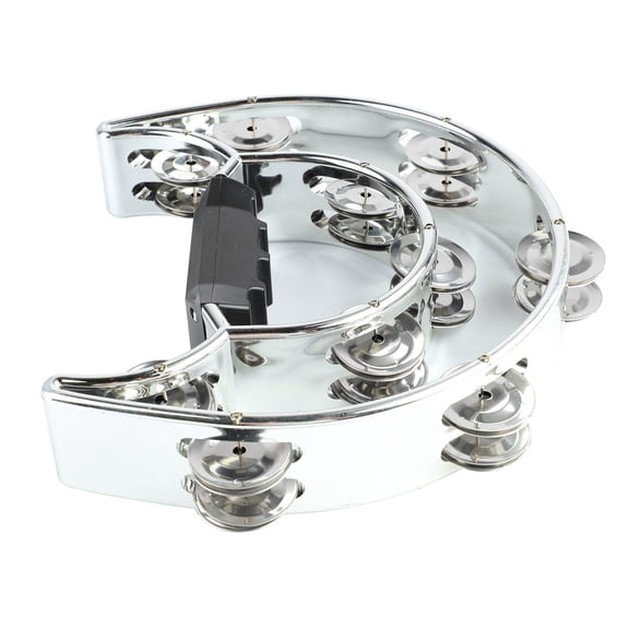M Buder Double Row Hand Held Percussion Tambourine 8.66 inches / 22 cm Jingles Musical Instrument for Party KTV Bar Performance Entertainment Auxiliary Rhythm Gear Silver ABS[cite: 1]