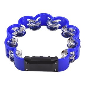 M Buder Double-Row Hand Held Tambourine for Adults, 8.3 Inches / 21 cm Professional Metal Jingle Bell Percussion Instruments for Classrooms, Bands, Orchestras and Home School Party Supplies (Blue)