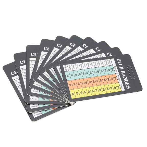 M Buder Double-Sided Golfing Club Range Chart Card Waterproof Yardage Distance Guide for Swing Accuracy & Club Selection, 10 Count, 3.39 x 2.17 inches / 8.6 x 5.5 cm