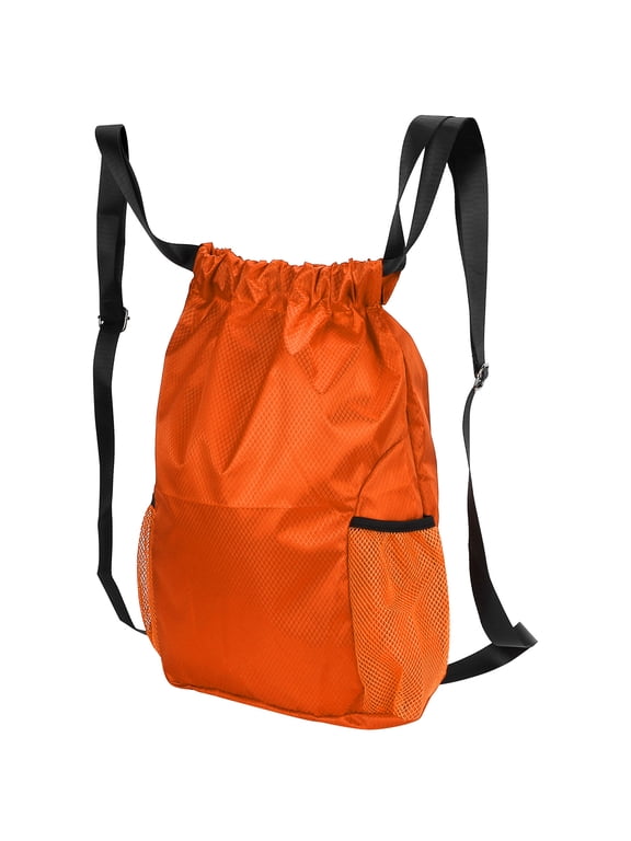 Drawstring Pocket Double Shoulder Backpack Thickened Waterproof Travel Storage Bag Orange