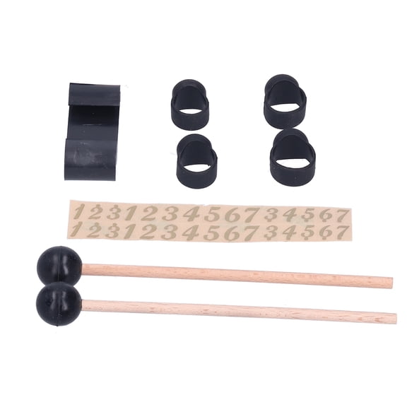 M Buder Drumstick Kit Ethereal Drum Mallets Set with Silicone Finger Cots, Mallet Holder and Number Stickers, Round Head Percussion Accessories for Steel Tongue Drum Hollow Drum, 8-Piece Set, Black