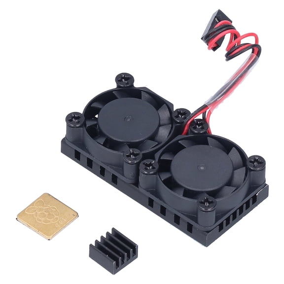 M Buder Dual Cooling Fans and Heatsink Cooler Radiator Kit for Raspberry Pi 3B 3B+ 4 4B, Low Noise ABS Replacement CPU Fan Components (1.97 inches / 5.0 cm)