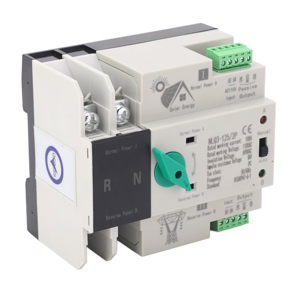 M Buder Dual Power Automatic Transfer Switch 2P 110V 100A Millisecond Fast Switching Timing Controller AC110V (12 inches / 30.5 cm)