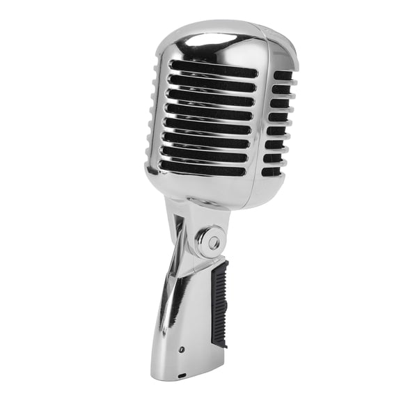 M Buder Dynamic Microphone Retro Cardioid Pickup Angle Adjustable Mic for Stage Performance KTV Silver (10 inches / 25.4 cm)