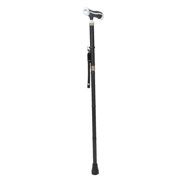 M Buder Elderly Collapsible Walking Stick Adjustable Stainless Steel Folding Cane, Black and White, 30.7 in / 78 cm to 34.6 in / 88 cm [cite: 7]