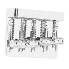 M Buder Electric Bass Bridge Tailpiece 4 String Fixed Saddle Thickened Base Plate Replacement Parts with Screws Hex Wrench Silver 5.12 inches / 13 cm