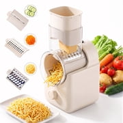 M Buder Electric Cheese Grater, 6 Blades Electric Grater for Home Kitchen, One-Touch Control Electric Cheese Shredder, Mandoline Slicer, Beige