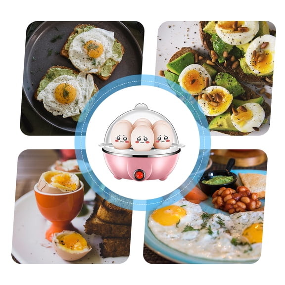 M Buder Electric Egg Cooker Single Layer 7 Capacity Boiler with Auto Shut-Off Feature Measuring Cup Included Perfect for Steamed Vegetables Breakfast Preparation Pink 220V Chinese Plug Model