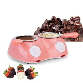 M Buder Electric Fondue Pot Set, 25W Chocolate Melting Pot with DIY Molds, Pink Double Pot for Melting Chocolate, Cheese, Candy and Milk, 35.27 oz / 1000g Capacity