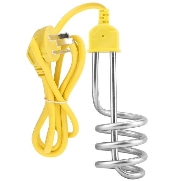 M Buder Electric Immersion Water Heater Boiler, Portable 1800W Spiral Tube Hot Water Element for Basin Bucket, Silver & Yellow (6.69 x 2.36 inches / 17 x 6 cm)