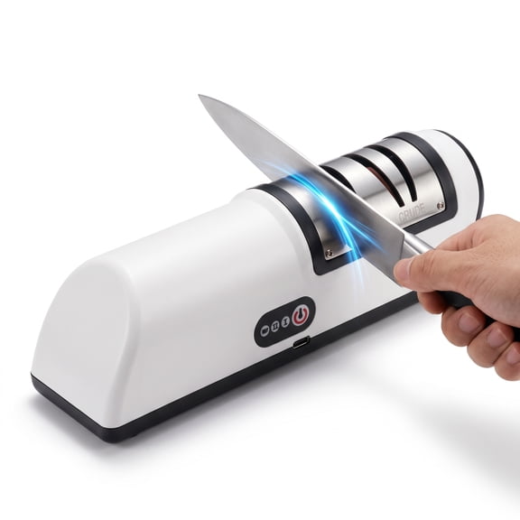 M Buder Electric Knife Sharpener, 2 Settings Knife Sharpener of Coarse Sharpening Fine Polishing with Non-Slip Base for Kitchen Knives, Scissors