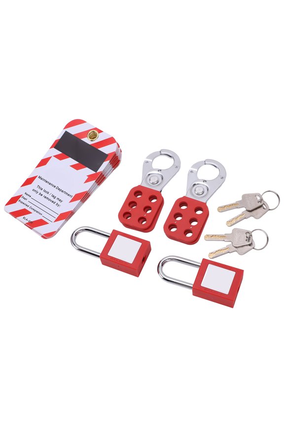 Electrical Lockout Tagout Kit Tag Hasp Safety Padlock Set Rustproof for Lock Out Tag Out Station Loto Tag Protective Equipment Pack of 2 Padlocks 2 Hasps 12 Tags