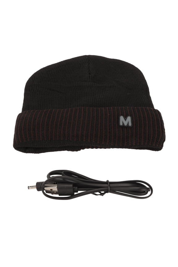Electronic Warming Hat USB Charging Thermal Thick Soft Knitted Heated Beanie For Winter Deep Coffee Edge 7.48 inches / 19 cm
