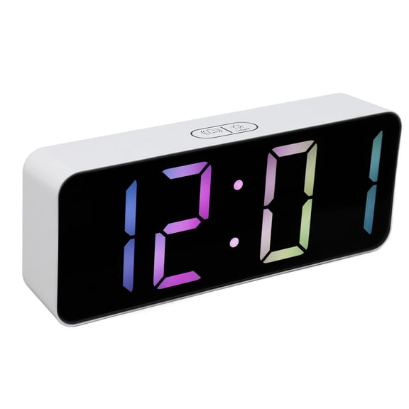 M Buder Elegant Digital Alarm Clock with Large LED Mirror Screen 15-inch Dual Snooze Timer Desktop Surface Office Decorative Bedroom Clock Temperature Auto Dimming Dual Power Display / 38.1 cm