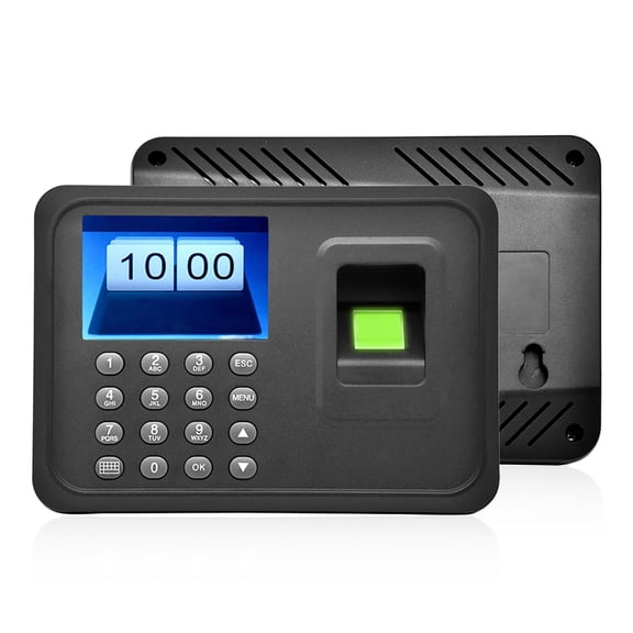 M Buder Employee Fingerprint Attendance Machine Time Clock, 2.4" TFT LCD Display Biometric Punch System with T9 Input Method, Black (US Plug) (9.84 in / 25.0 cm)
