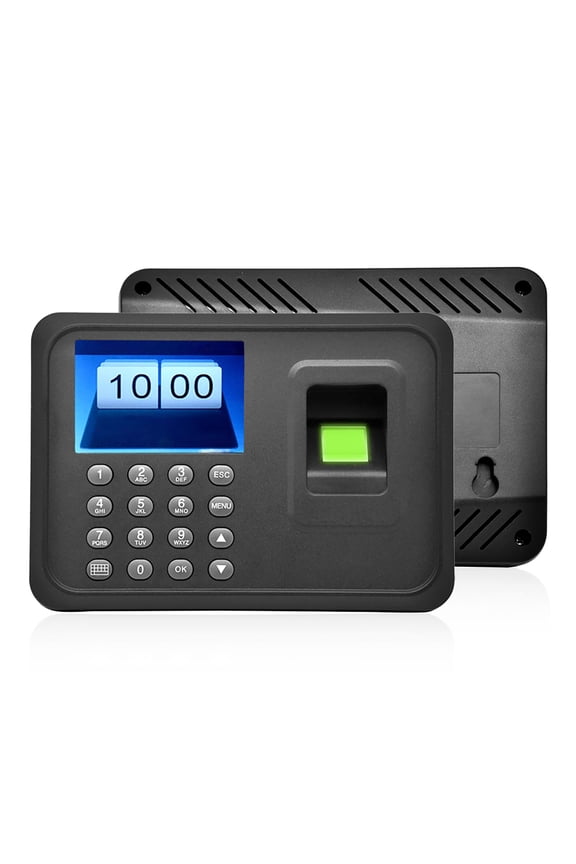 Employee Fingerprint Attendance Machine Time Clock, 2.4" TFT LCD Display Biometric Punch System with T9 Input Method, Black (US Plug) (9.84 in / 25.0 cm)