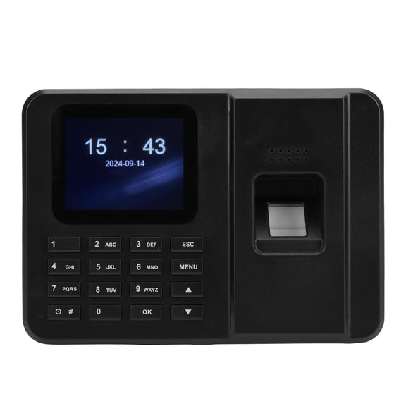 M Buder Employee Time Clock Fingerprint PIN Password Attendance Machine for Small Business Clock in and Out US Plug AC100-240V No Monthly Fee Software Free 160000 Record Capacity LCD Display