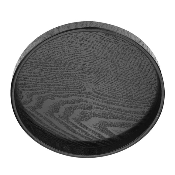 M Buder Extra Large 11.81 inches / 30 cm Round Solid Wood Serving Tray Black Elegant Platter for Coffee Shop Restaurant and Party Hosting