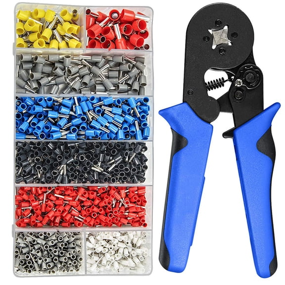 M Buder Ferrule Crimping Tool Kit with 1200Pcs Wire Ferrules Terminals Ends, Professional Ratchet Wire Ferrule Crimper Plier Set for AWG 23-10 (0.08-10mm), 11.02 inches / 28.0 cm