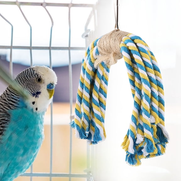 M Buder Flexible Hanging Cotton Rope Parrot Bird Chewing Toy for Cage, Swinging and Climbing Rope String for Macaws, Cockatiels, and Parakeets (12 inches / 30.5 cm)