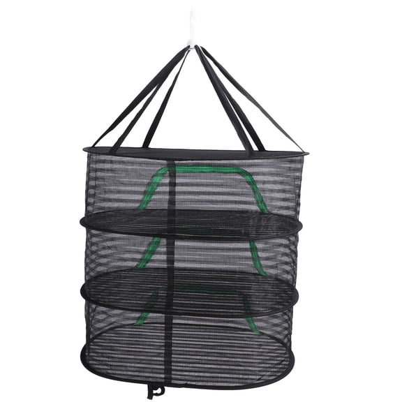 M Buder Foldable Hanging Drying Mesh with Zipper, 3 Layers Breathable Polyester Mesh Dryer Rack for Fish, Vegetables, Fruits, 24.4x16.5x7.3 in / 62x42x18.5 cm