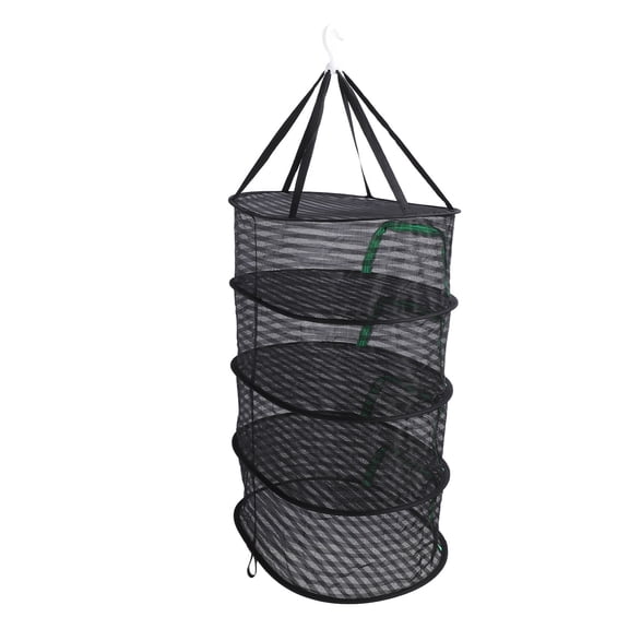 M Buder Foldable Hanging Drying Mesh with Zipper, 4 Layers Breathable Polyester Mesh Dryer Rack for Fish, Vegetables, Fruits, 24.4x16.5x7.3 in / 62x42x18.5 cm