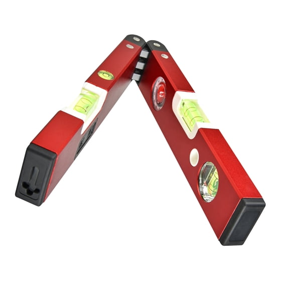 M Buder Foldable Laser Leveler 2 Line Red Beam Aluminum Alloy Magnetic Level Tool with Multifunctional Bubbles for Woodworking, 19.68 inches / 50.00 cm
