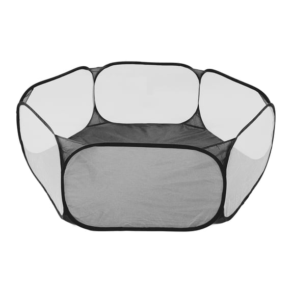 M Buder Foldable Small Animals Playpen Hexagon Breathable Mesh Pet Tent for Indoor Outdoor Use Black, 8.27 inches / 21 cm