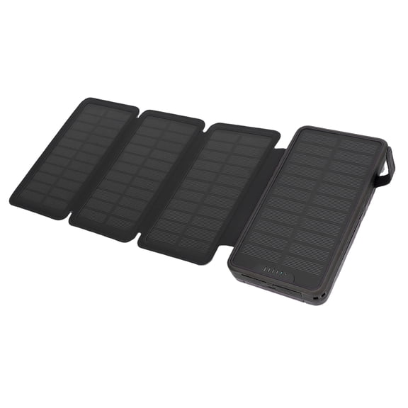M Buder Foldable Solar Panel Charger 20000mAh Monocrystalline Silicon Portable Solar Power Bank with Dual USB Ports LED Light for Camping Emergency, Black Edition