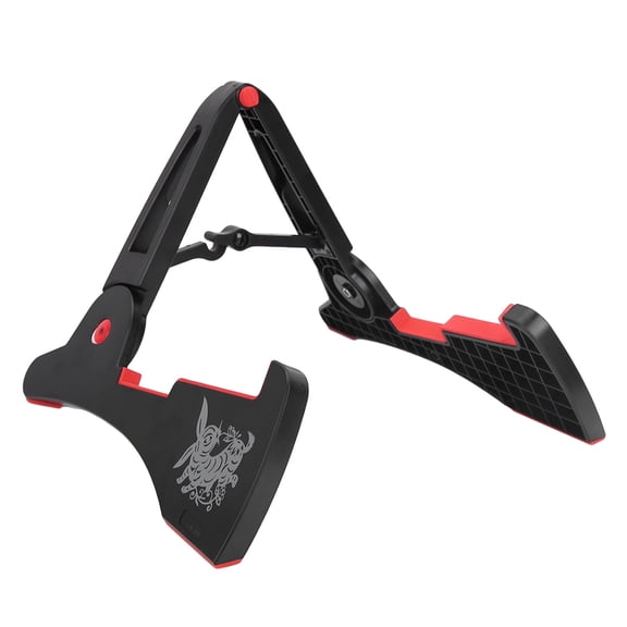 M Buder Folding Classical Electric Guitar Stand A-Frame Support Portable Instrument Accessories for Acoustic and Bass Guitars, Durable ABS Construction with Non-Slip Base, Black