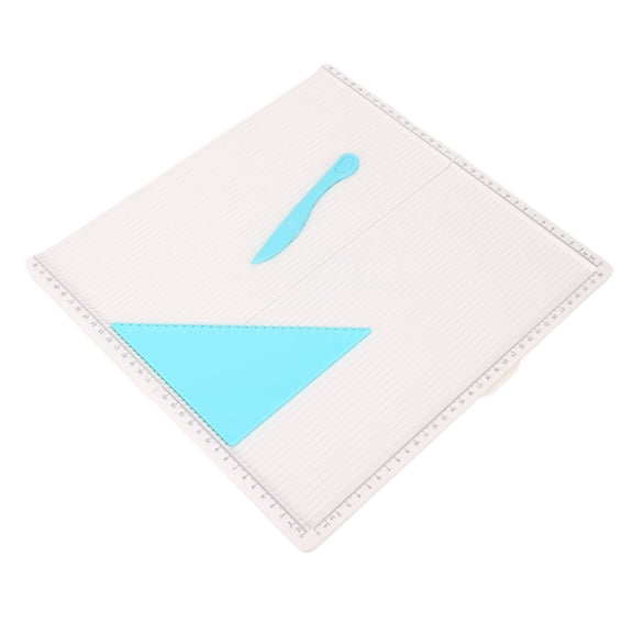 M Buder Folding Scoring Board with Triangular Tool, 12.6 x 12.6 inches / 320 x 320 mm Scoring Plate for Crafting Cards, Envelopes, Photos, Paper Crafts, and Scrapbooking Projects