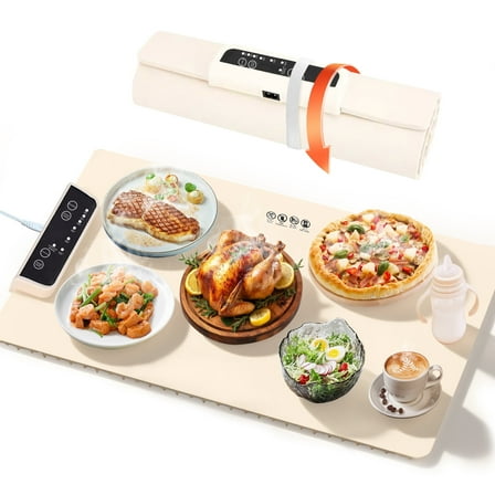 M Buder Food Warming Tray, Electric Warmer Mat, Adjustable Temperature and Timer, Portable Warmer for Party, Family Dinner, Residential