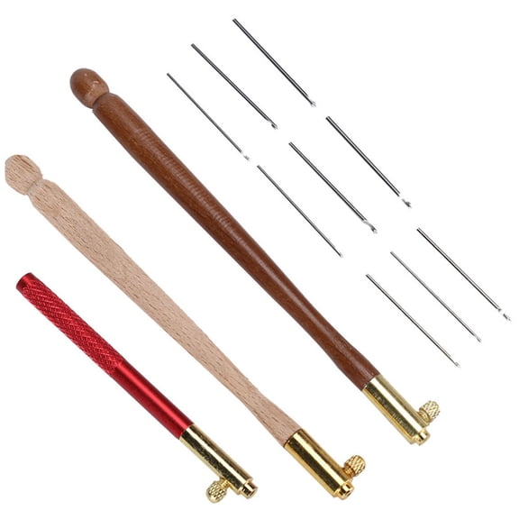 M Buder French Luneville Crochet Hook Set with Interchangeable Latch Beaded Needles for Embroidery, Beading, Knitting and DIY Sewing Tools, Includes 3 Handles and 9 Needles (12 Pieces)
