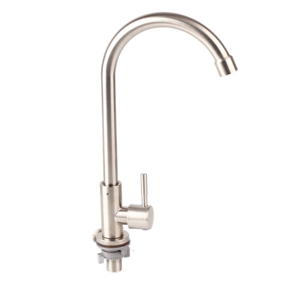 M Buder G1/2in Thread Stainless Steel Single Cold Single Hole Sink Water Tap 360 Degree Rotation Kitchen Basin Faucet with Smooth Lift Handle (11.4 inches / 28.9 cm)