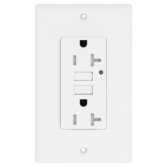 M Buder GFCI Outlet LD-3008B ETL Certified ABS Decorative Smart Wall Plates Receptacle AC125V 20A Heavy Duty Weather Resistant Grounding Electrical Outlet for Home Improvement