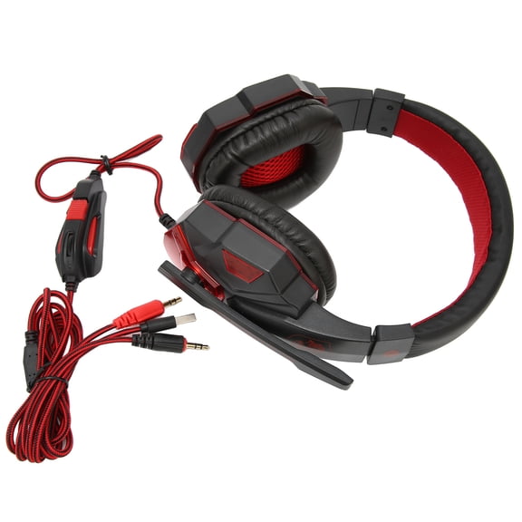 M Buder Gaming Headset Luminous Adjustable Volume 3.5mm with Microphone for PC, PS4 Black Red 8.26 inches / 21 cm[cite: 1]