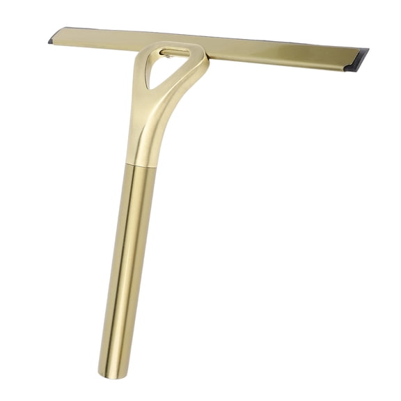 M Buder Gold Shower Squeegee with Hook, 8.86-Inch Stainless Steel & Silicone Blade Glass Wiper for Bathroom Mirrors, Windows, and Shower Doors, Rust-Resistant Multifunctional Cleaning Tool (22.5 cm)