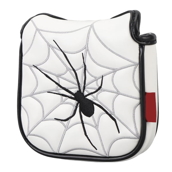 M Buder Golf Putter Head Cover Spider Embroidered Pattern White Waterproof Soft Plush Lining PU Leather Club Protector (5.91 inches / 15 cm)